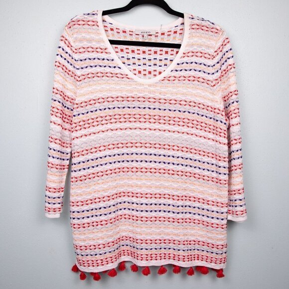 Zozo Meet Me at Sunset multi color knit sweater tunic-L - Picture 1 of 5